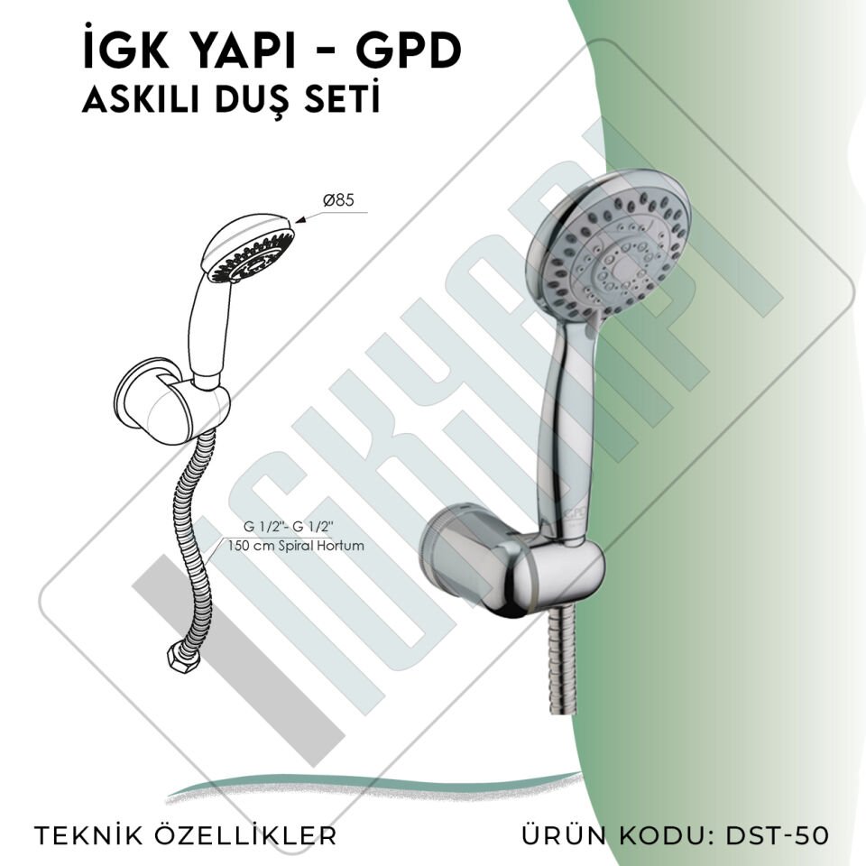 İGK YAPI - GPD Askılı Duş Seti (5 Fonksiyonlu Ø85)  (DST50)