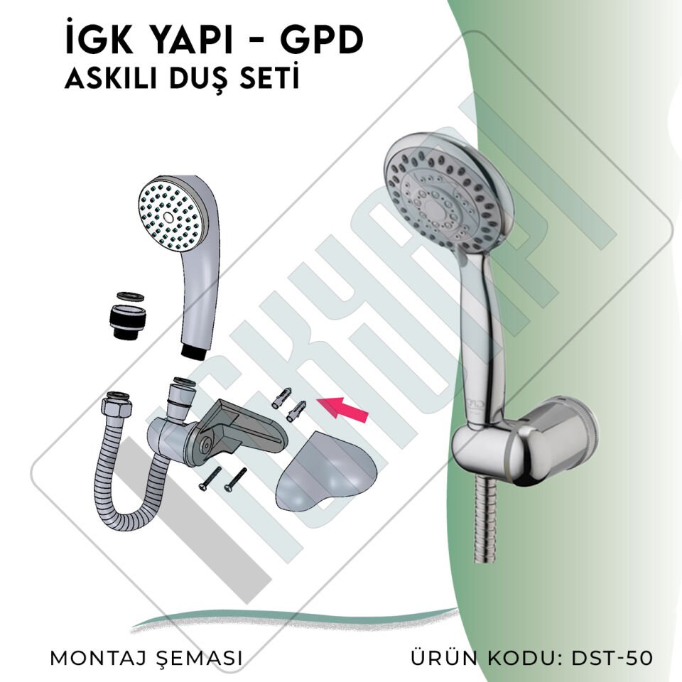 İGK YAPI - GPD Askılı Duş Seti (5 Fonksiyonlu Ø85)  (DST50)