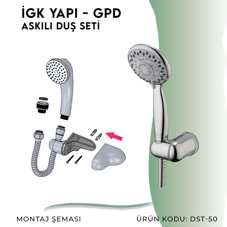 İGK YAPI - GPD Askılı Duş Seti (5 Fonksiyonlu Ø85)  (DST50)