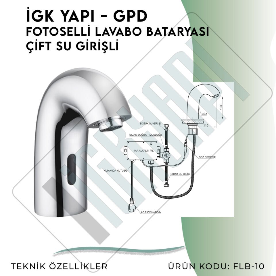 İGK YAPI - GPD Fotoselli Lavabo Bataryası (Çift Su Girişli)  (FLB10)