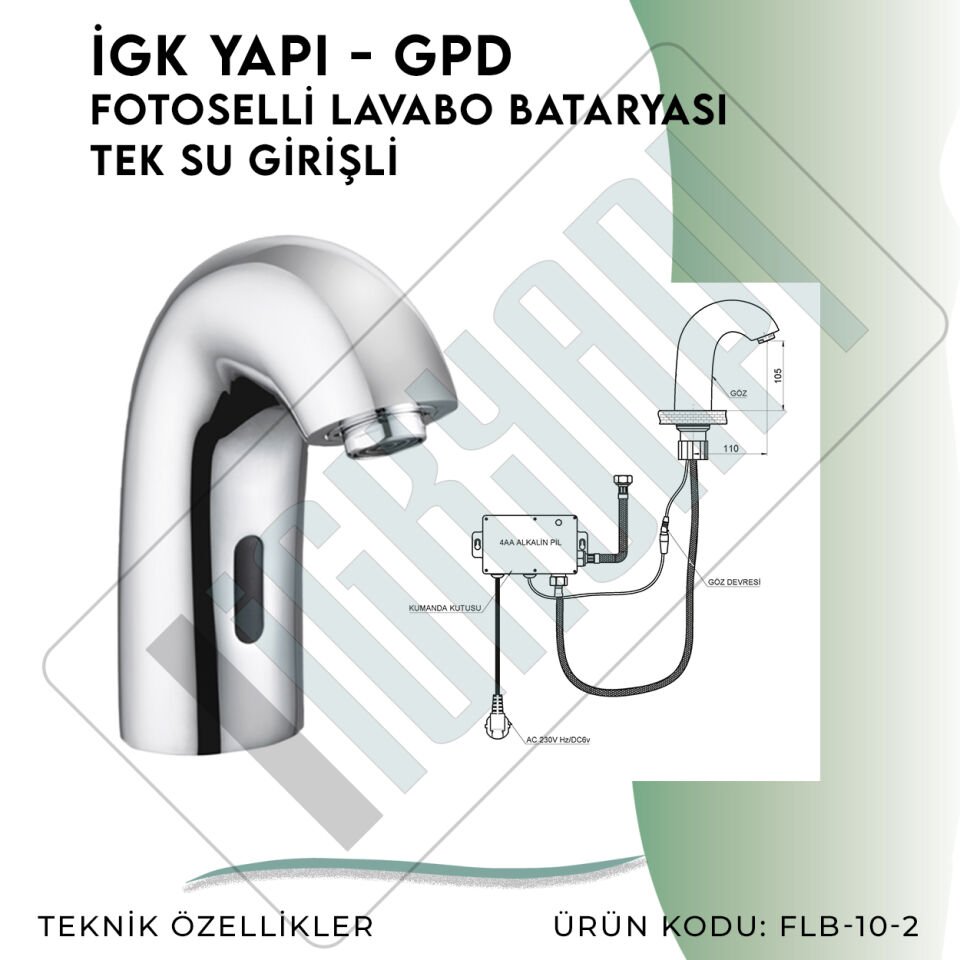 İGK YAPI - GPD Fotoselli Lavabo Bataryası (Tek Su Girişli)  (FLB10-2)