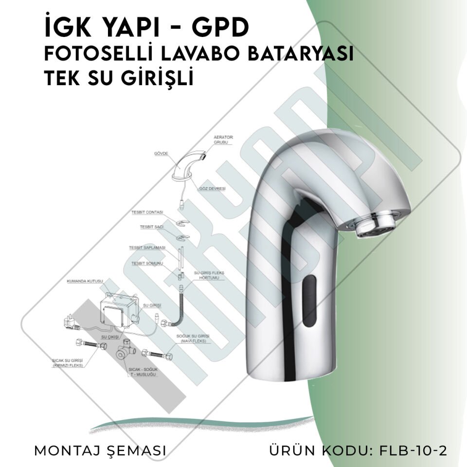 İGK YAPI - GPD Fotoselli Lavabo Bataryası (Tek Su Girişli)  (FLB10-2)