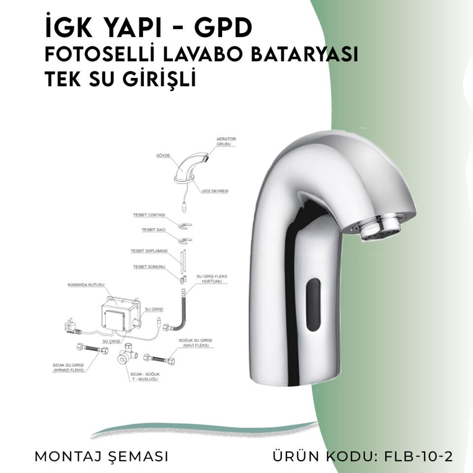 İGK YAPI - GPD Fotoselli Lavabo Bataryası (Tek Su Girişli)  (FLB10-2)