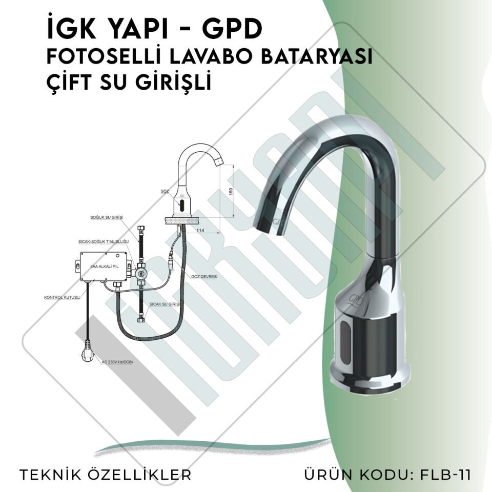 İGK YAPI - GPD Fotoselli Lavabo Bataryası (Çift Su Girişli)  (FLB11)