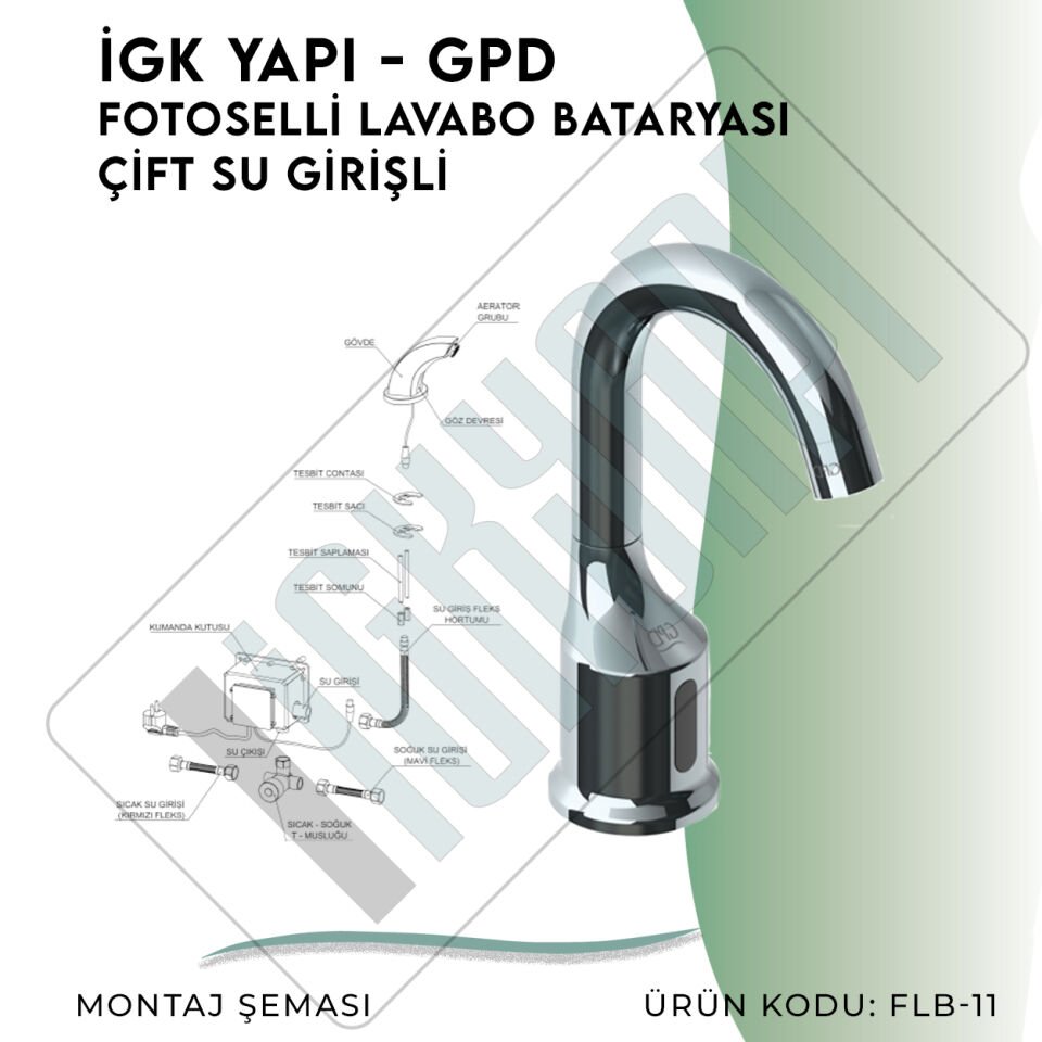 İGK YAPI - GPD Fotoselli Lavabo Bataryası (Çift Su Girişli)  (FLB11)