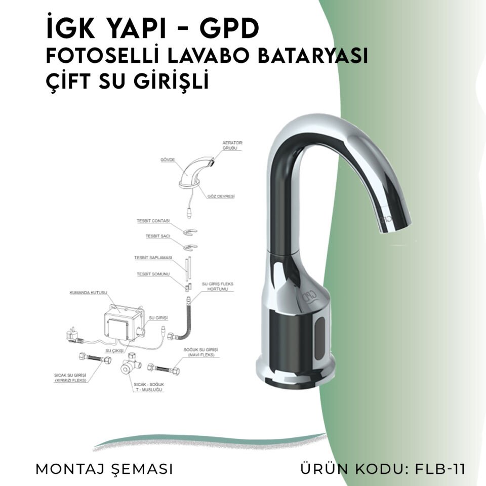 İGK YAPI - GPD Fotoselli Lavabo Bataryası (Çift Su Girişli)  (FLB11)