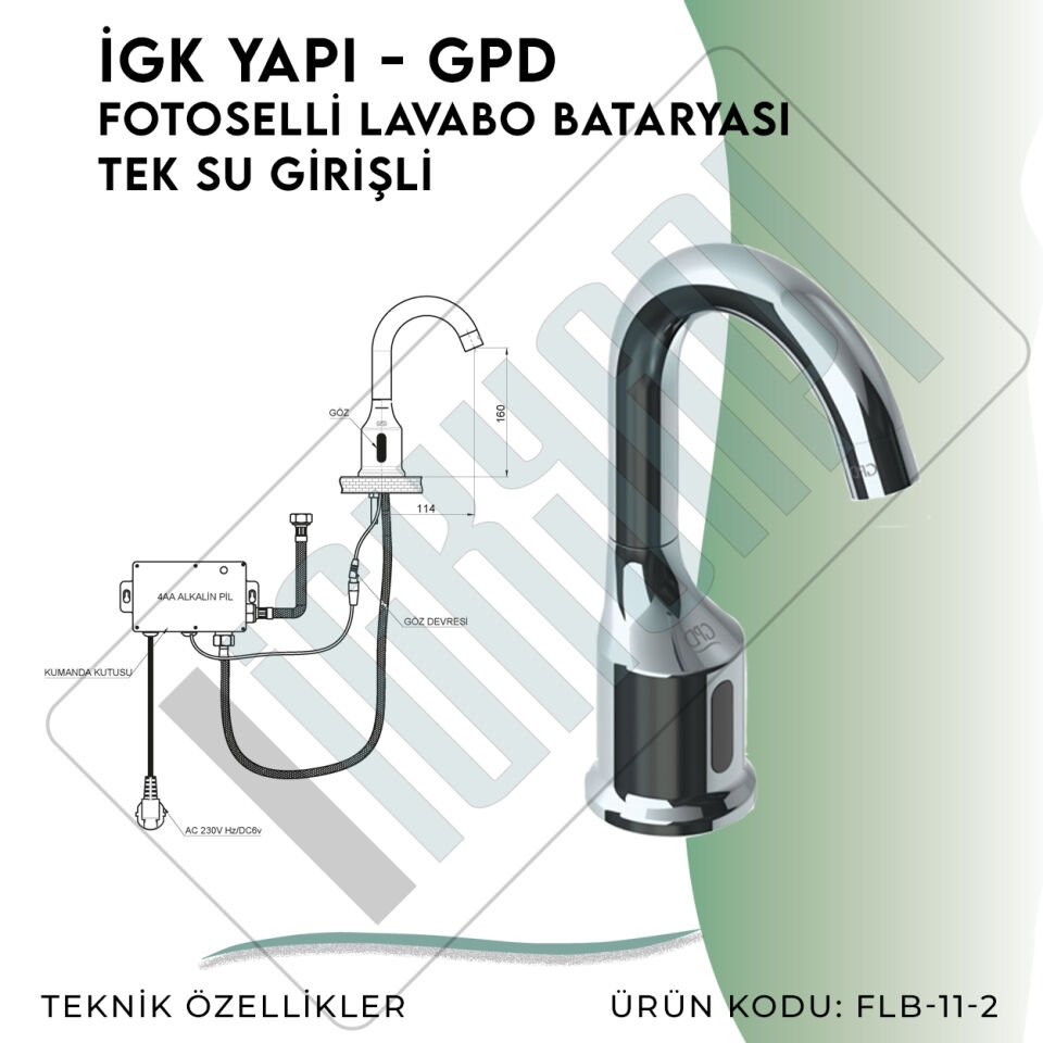 İGK YAPI - GPD Fotoselli Lavabo Bataryası (Tek Su Girişli)  (FLB11-2)