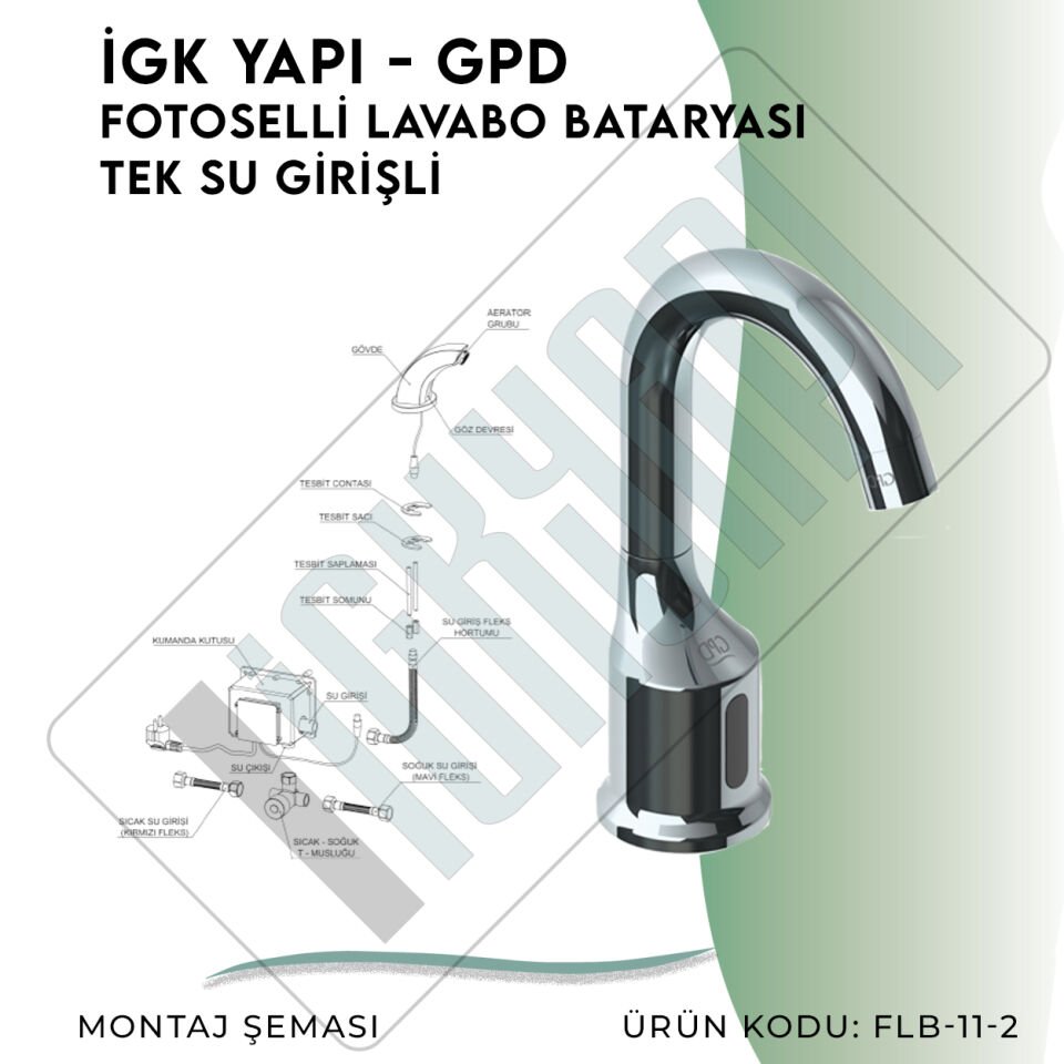İGK YAPI - GPD Fotoselli Lavabo Bataryası (Tek Su Girişli)  (FLB11-2)