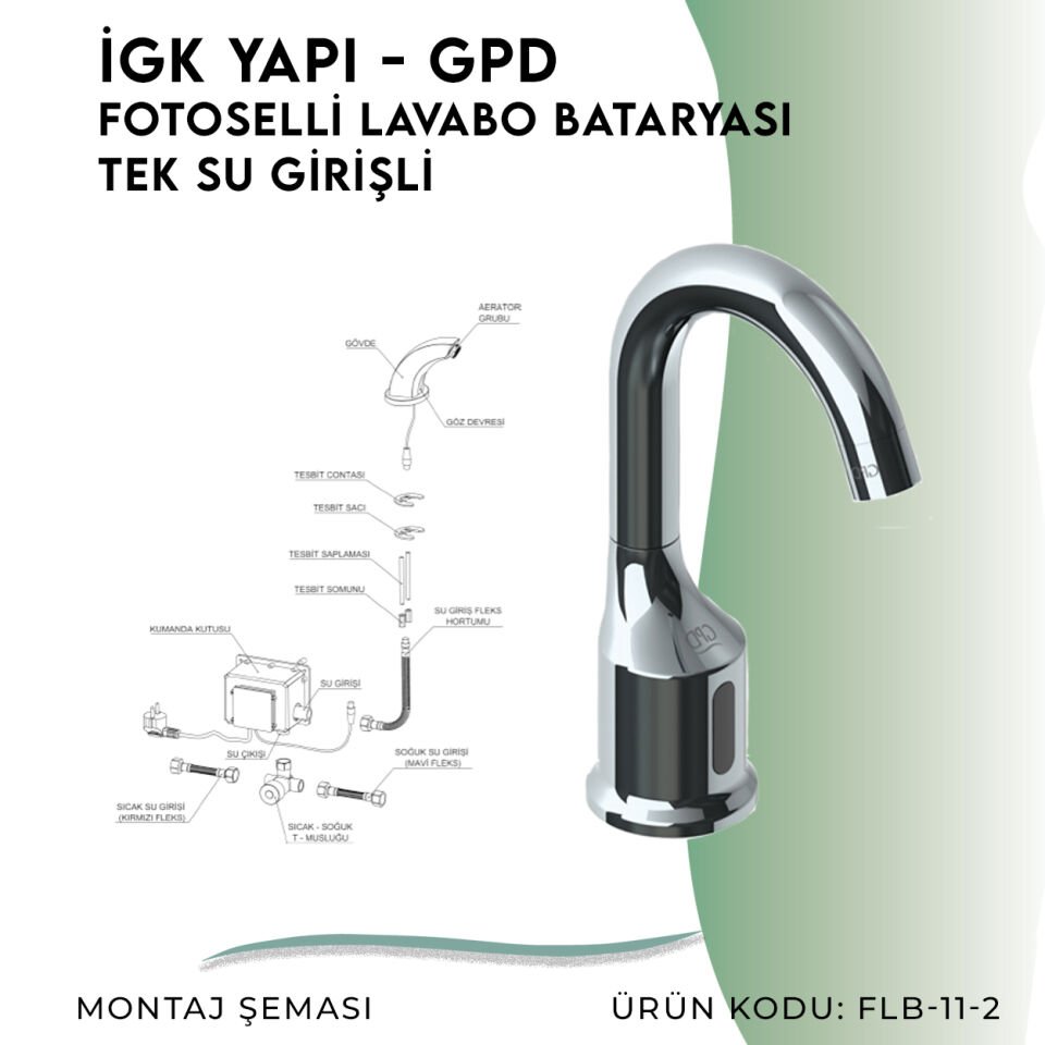 İGK YAPI - GPD Fotoselli Lavabo Bataryası (Tek Su Girişli)  (FLB11-2)