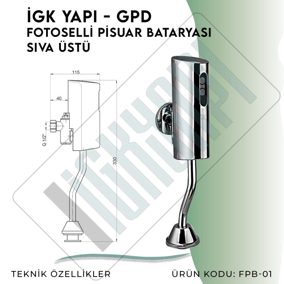 İGK YAPI - GPD Fotoselli Pisuvar Bataryası (Sıva Üstü)  (FPB01)
