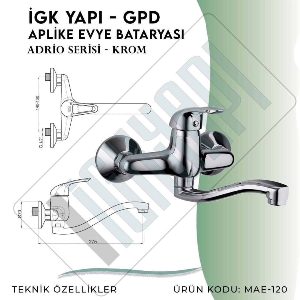 İGK YAPI - GPD Adrio Aplike Eviye Bataryası  (MAE120)