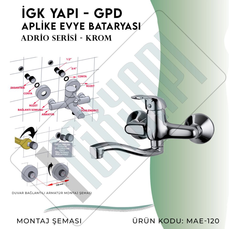 İGK YAPI - GPD Adrio Aplike Eviye Bataryası  (MAE120)