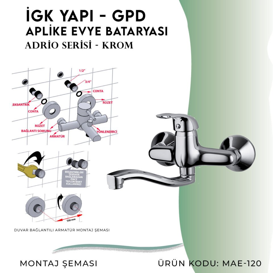 İGK YAPI - GPD Adrio Aplike Eviye Bataryası  (MAE120)