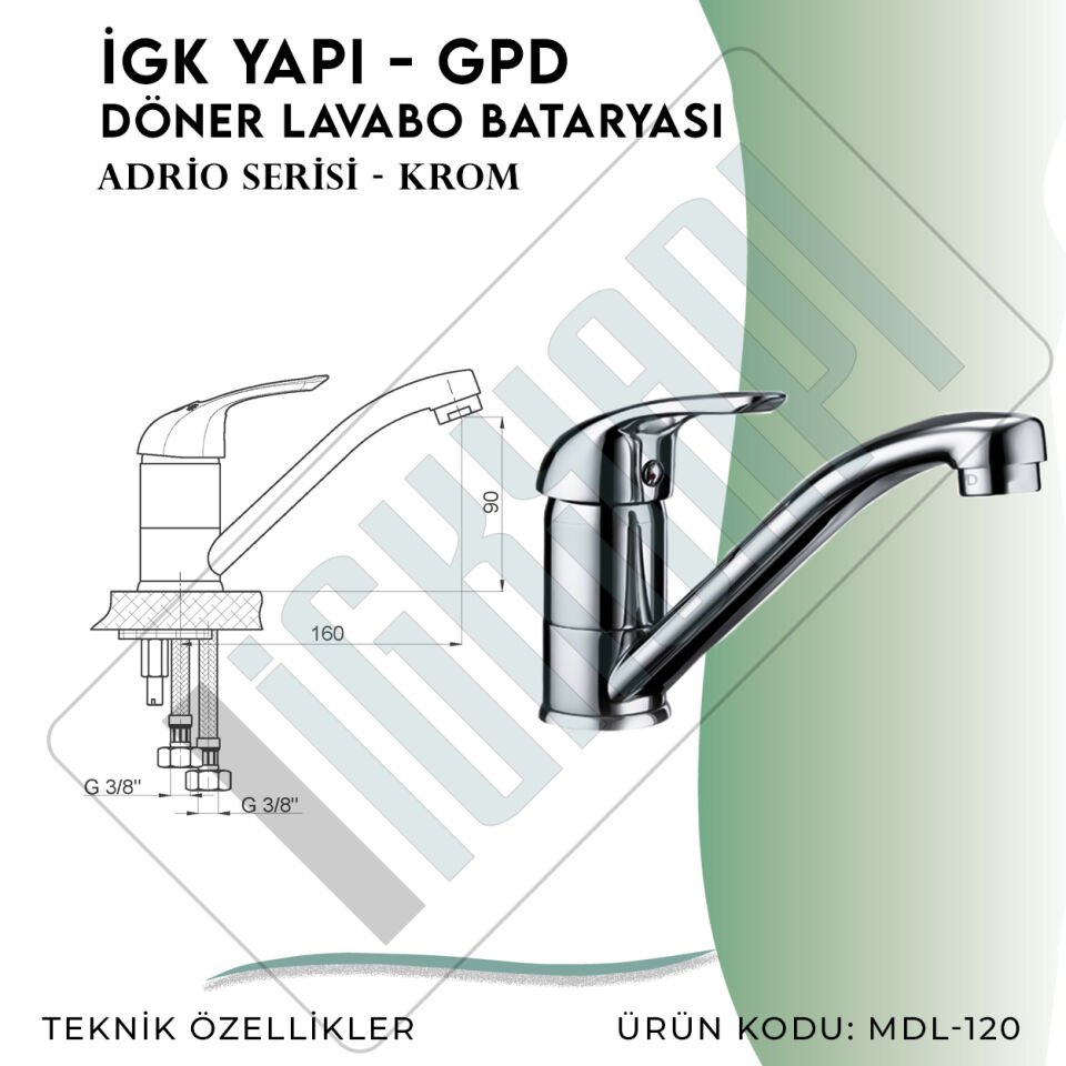 İGK YAPI - GPD Adrio Döner Lavabo Bataryası  (Mdl120)