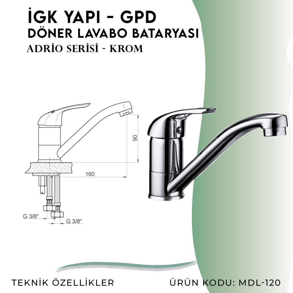 İGK YAPI - GPD Adrio Döner Lavabo Bataryası  (Mdl120)