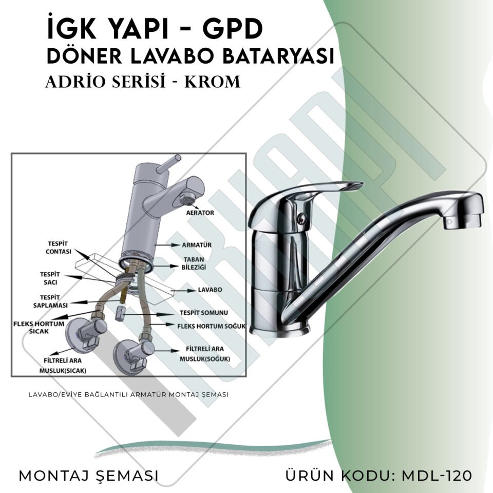 İGK YAPI - GPD Adrio Döner Lavabo Bataryası  (Mdl120)