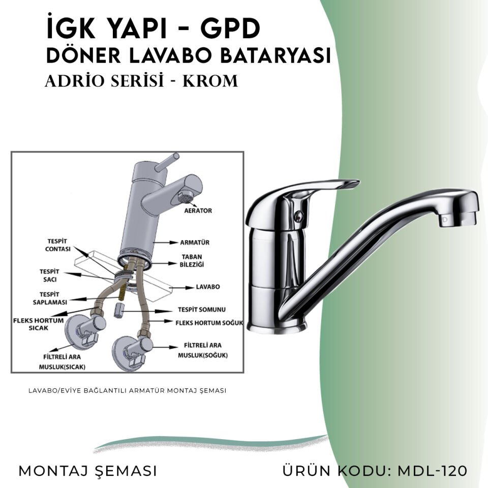 İGK YAPI - GPD Adrio Döner Lavabo Bataryası  (Mdl120)