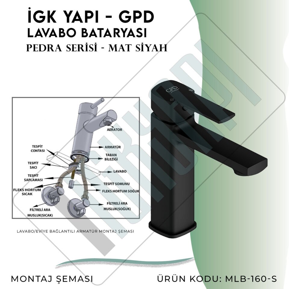 İGK YAPI - GPD S Pedra Lavabo Bataryası  (MLB160-S)