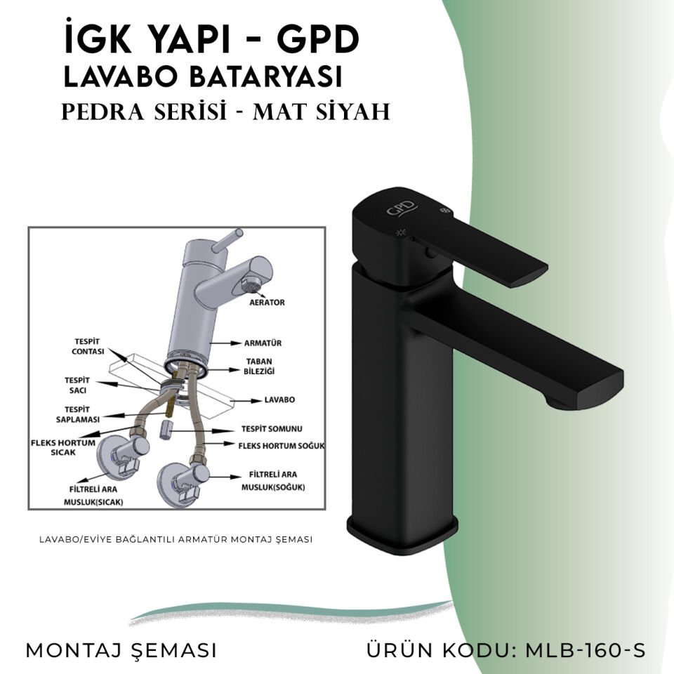 İGK YAPI - GPD S Pedra Lavabo Bataryası  (MLB160-S)