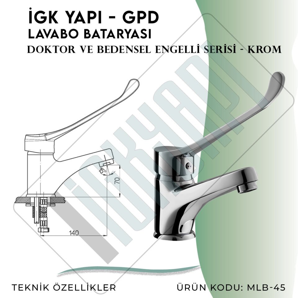 İGK YAPI - GPD Doktor/Bedensel Engelli Lavabo Bataryası  (MLB45)