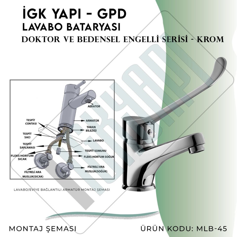 İGK YAPI - GPD Doktor/Bedensel Engelli Lavabo Bataryası  (MLB45)