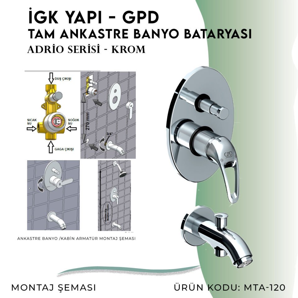İGK YAPI - GPD Adrio Tam Ankastre Banyo Bataryası  (MTA120)