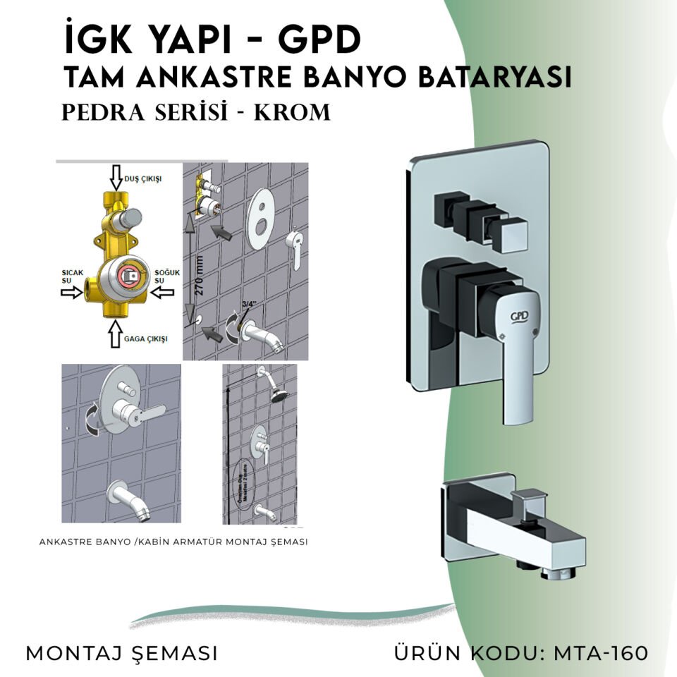 İGK YAPI - GPD Pedra Tam Ankastre Banyo Bataryası  (MTA160)