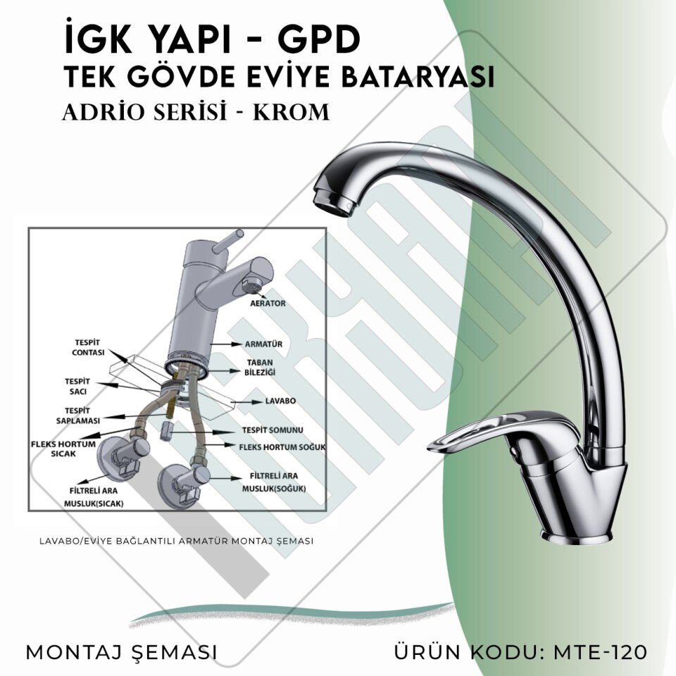 İGK YAPI - GPD Adrio Tek Gövde Eviye Bataryası  (MTE120)