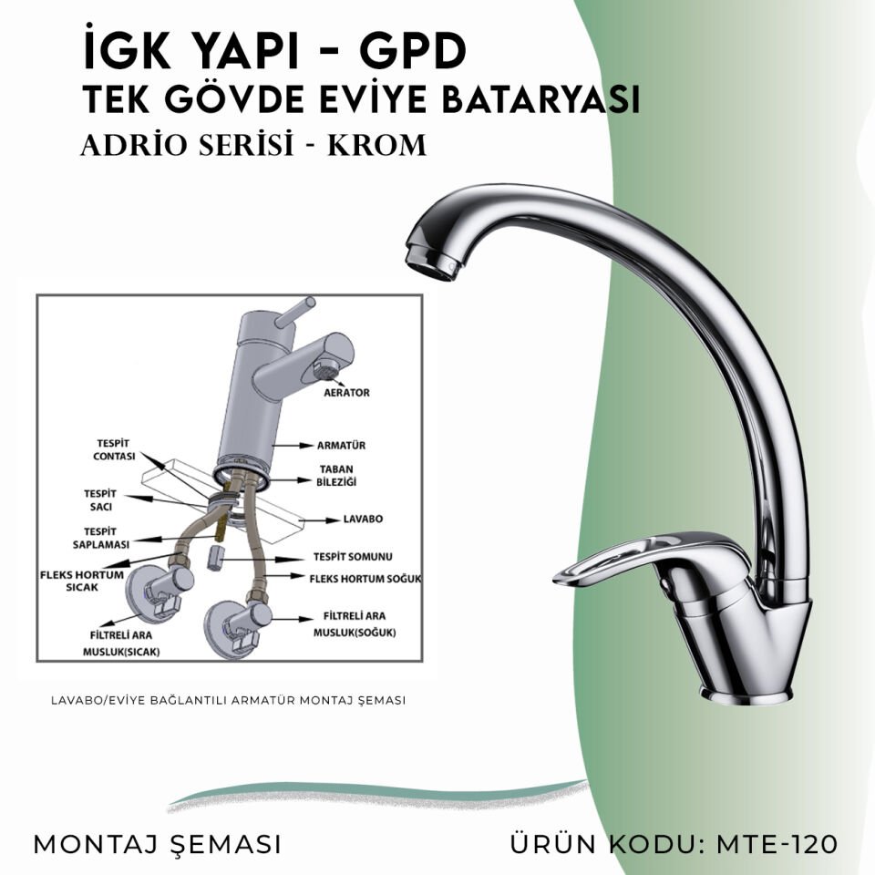 İGK YAPI - GPD Adrio Tek Gövde Eviye Bataryası  (MTE120)