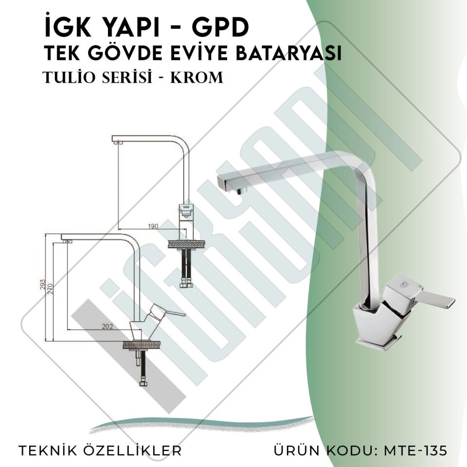 İGK YAPI - GPD Tulio Tek Gövde Eviye Bataryası  (MTE135)