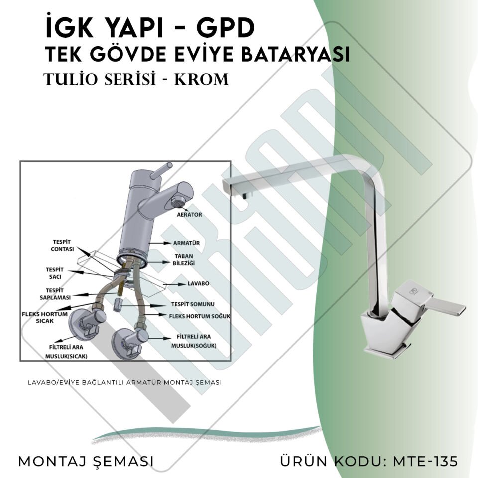 İGK YAPI - GPD Tulio Tek Gövde Eviye Bataryası  (MTE135)