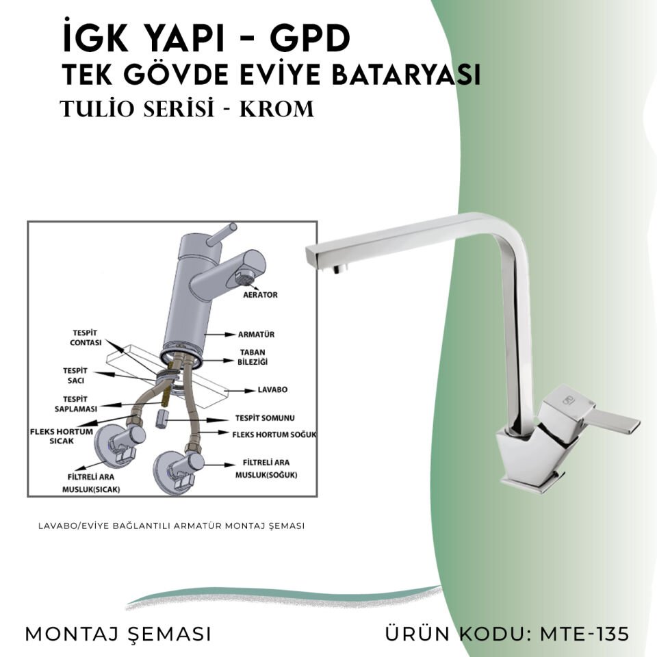 İGK YAPI - GPD Tulio Tek Gövde Eviye Bataryası  (MTE135)