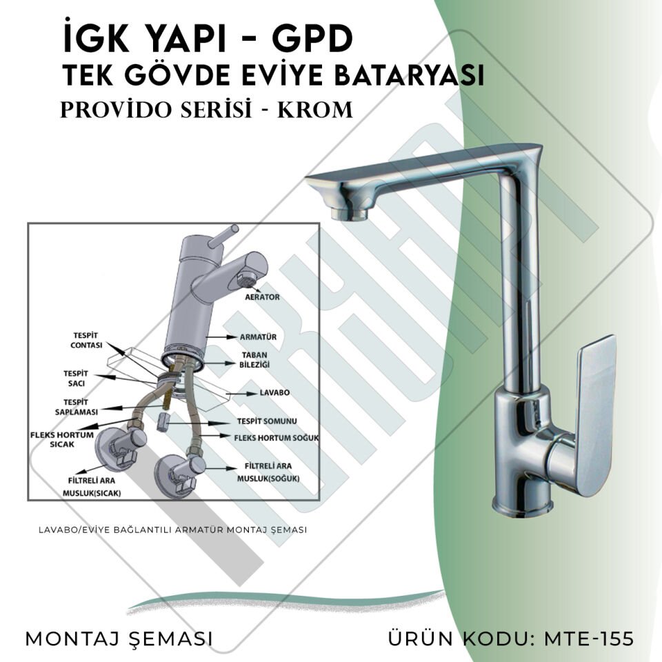 İGK YAPI - GPD Provido Tek Gövde Eviye Bataryası  (MTE155)