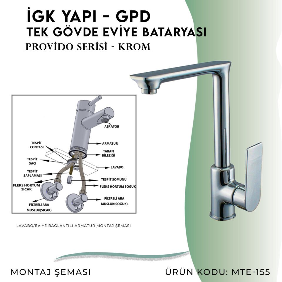 İGK YAPI - GPD Provido Tek Gövde Eviye Bataryası  (MTE155)