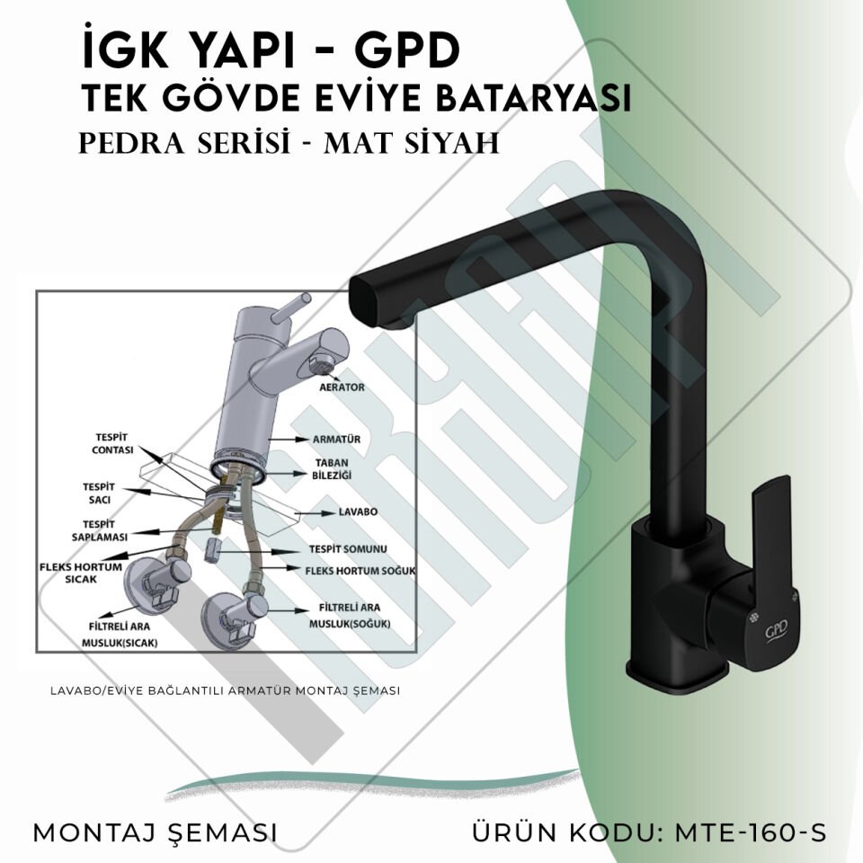 İGK YAPI - GPD S Pedra Tek Gövde Eviye Bataryası  (MTE160-S)