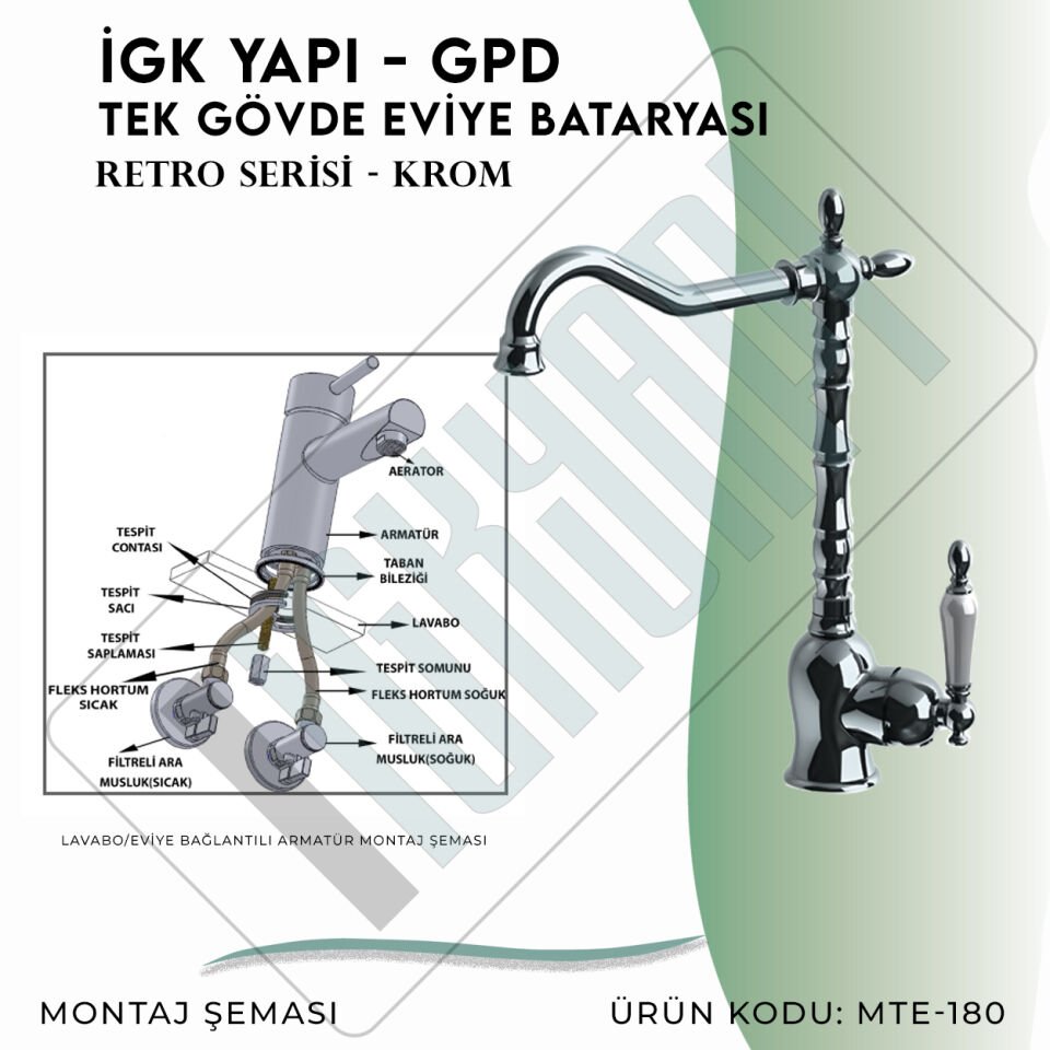 İGK YAPI - GPD GPD Retro Tek Gövde Eviye Bataryası  (MTE180)