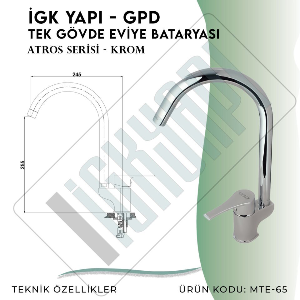 İGK YAPI - GPD Atros Tek Gövde Eviye Bataryası  (MTE65)