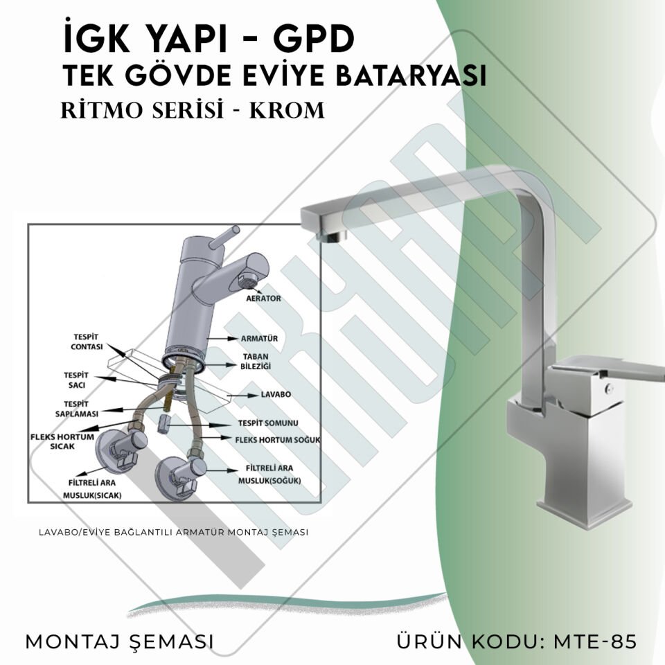 İGK YAPI - GPD Ritmo Tek Gövde Eviye Bataryası  (MTE85)