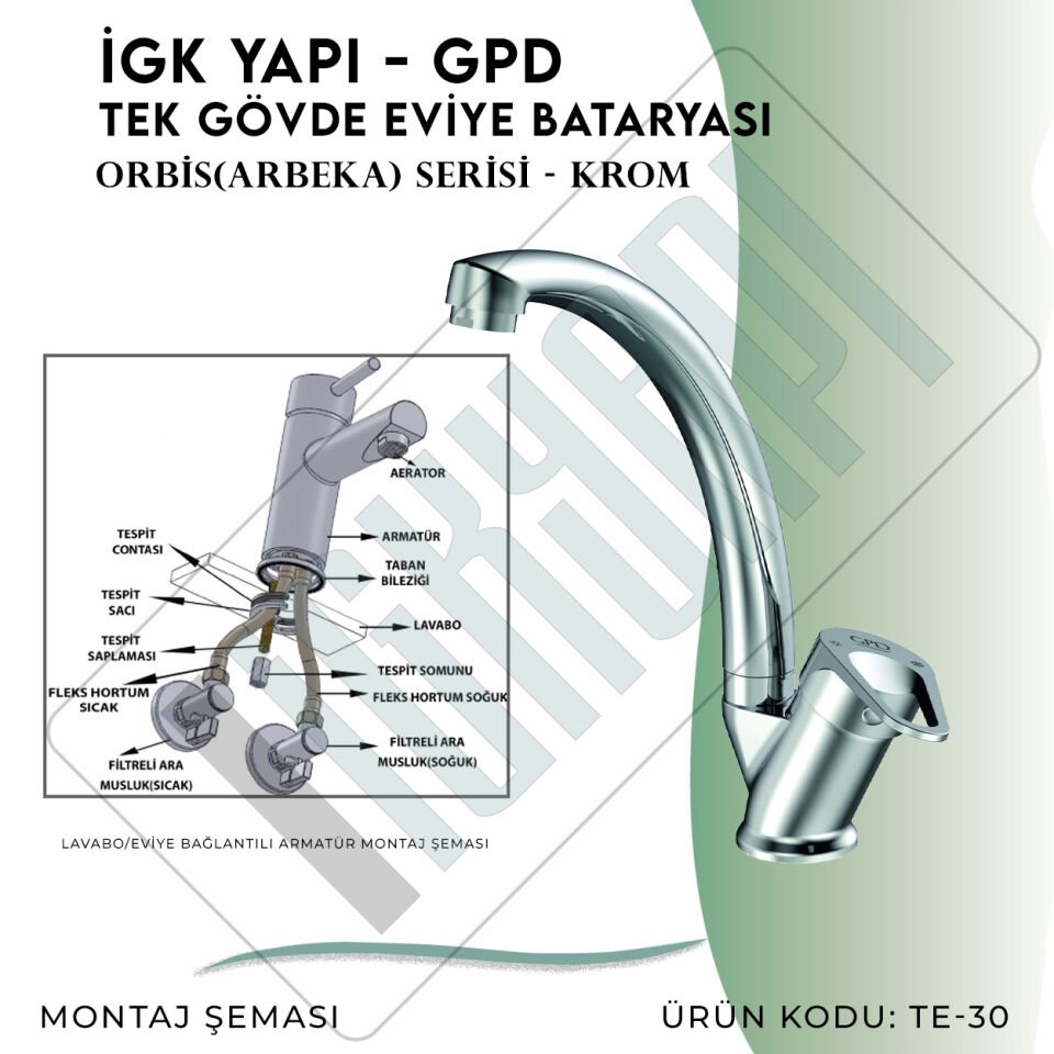 İGK YAPI - GPD Orbis Tek Gövde Eviye Bataryası  (TE30)