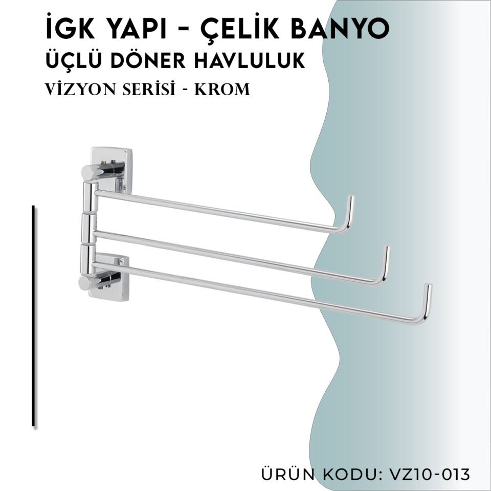 İGK YAPI - Çelik Banyo Vizyon Üçlü Döner Havluluk (VZ10-013)