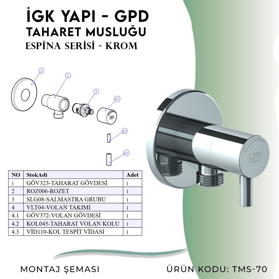 İGK YAPI - GPD Espina Taharet Musluğu (TMS70)