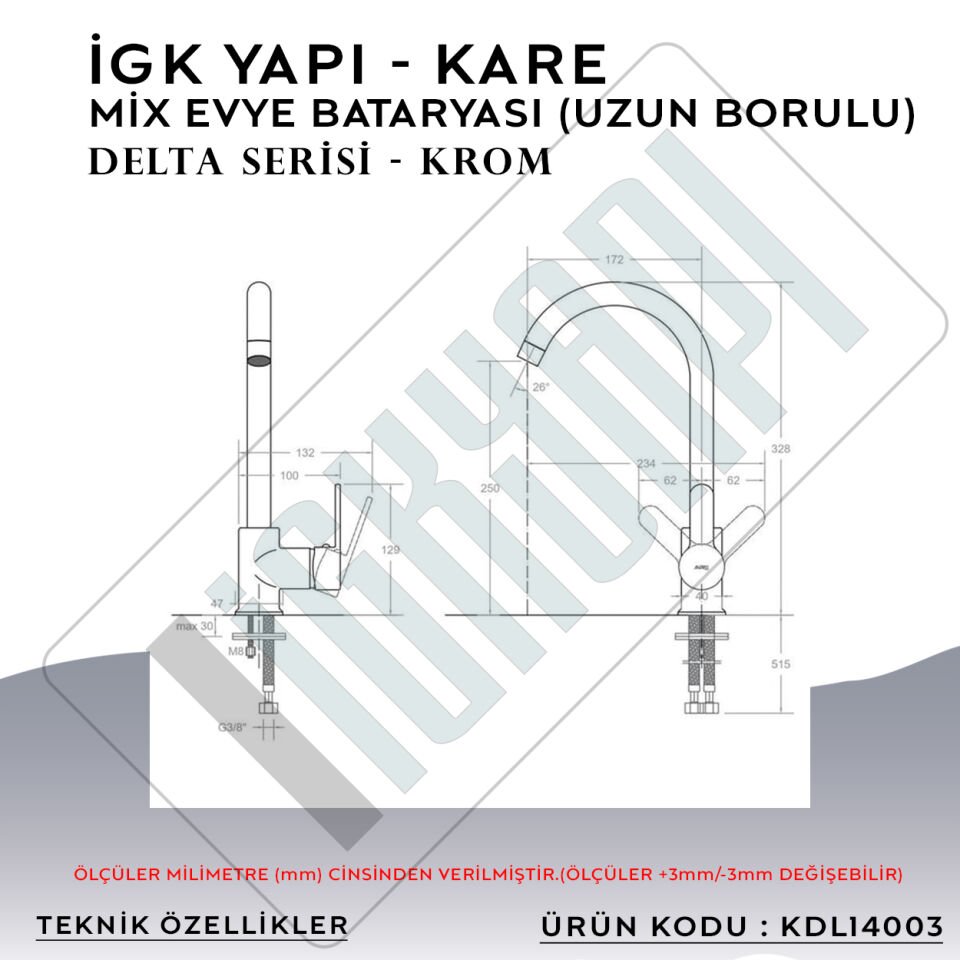 İGK YAPI – KARE KDL14003 Delta Eviye Bataryası