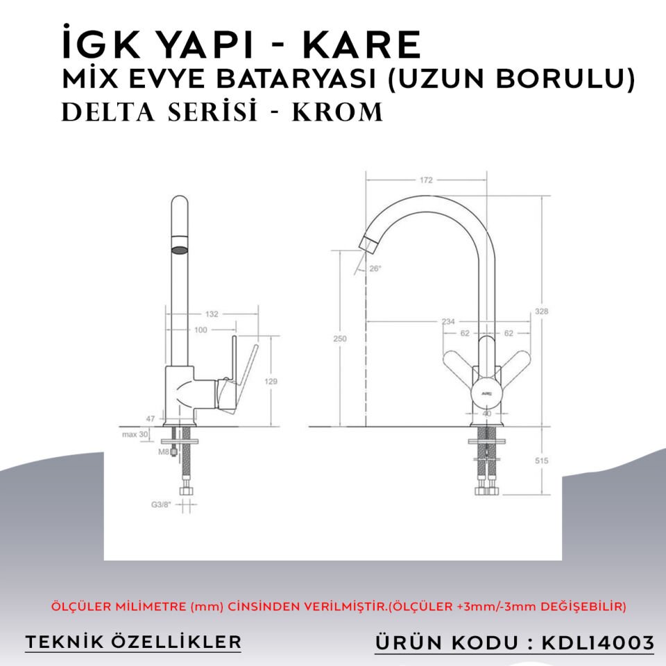İGK YAPI – KARE KDL14003 Delta Eviye Bataryası