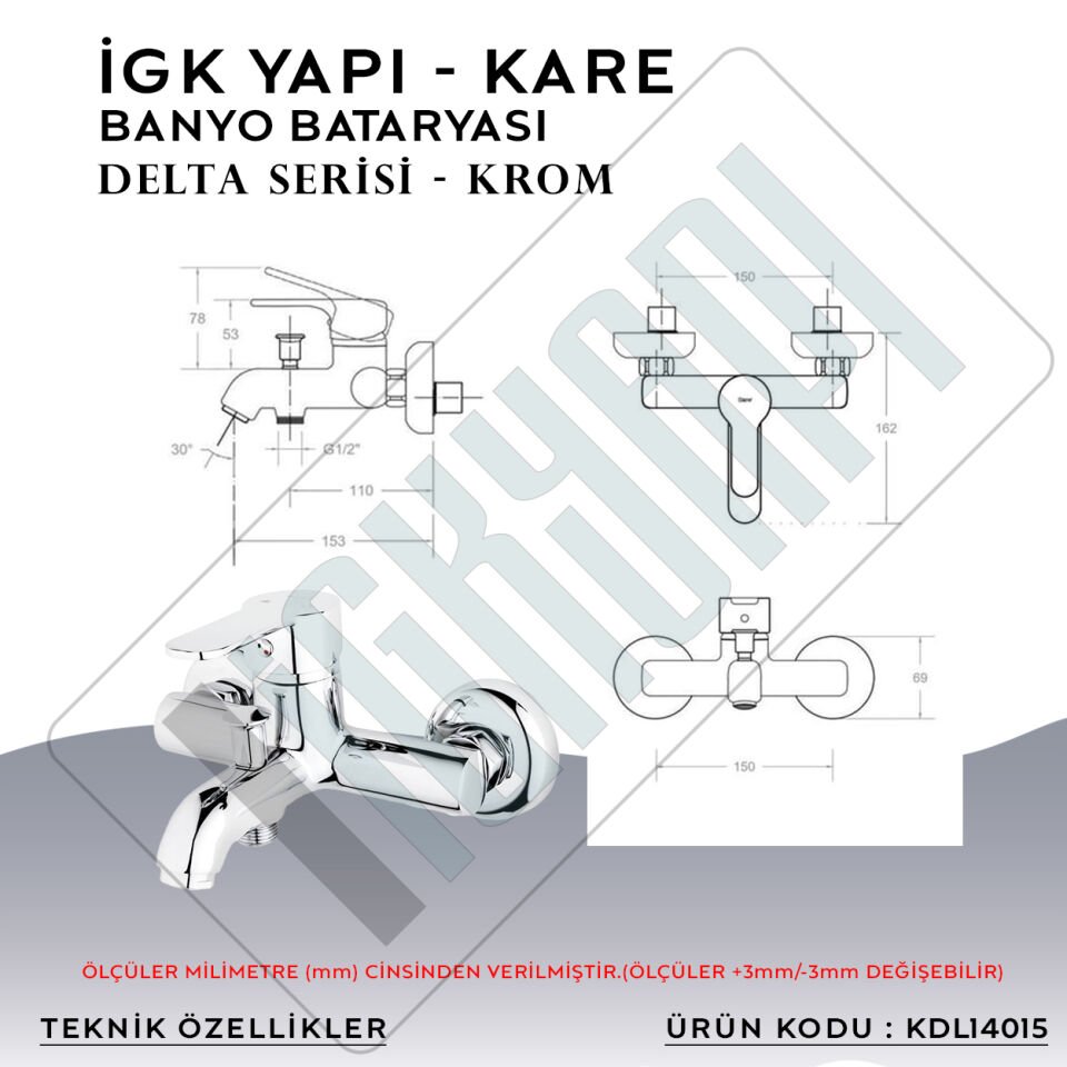 İGK YAPI – KARE KDL14015 Delta Banyo Bataryası