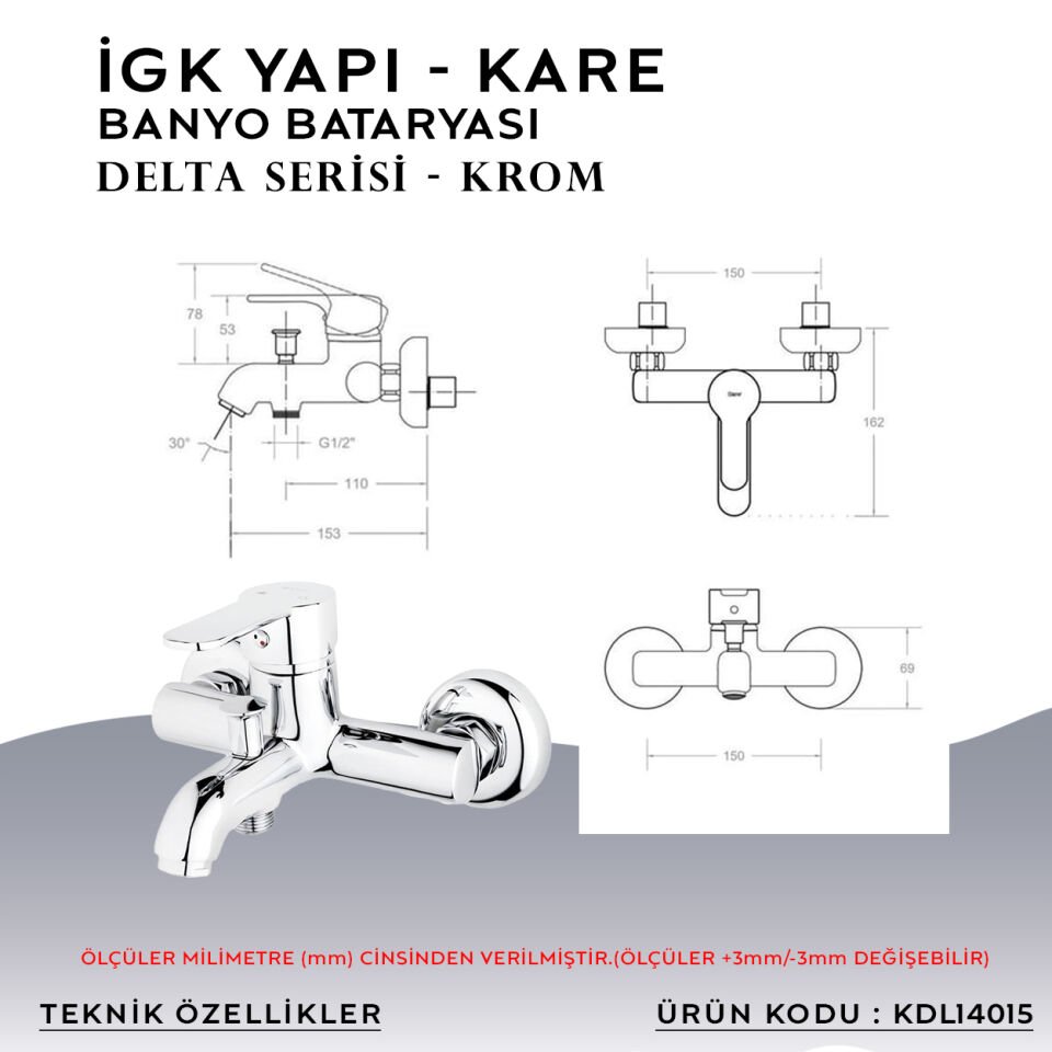 İGK YAPI – KARE KDL14015 Delta Banyo Bataryası