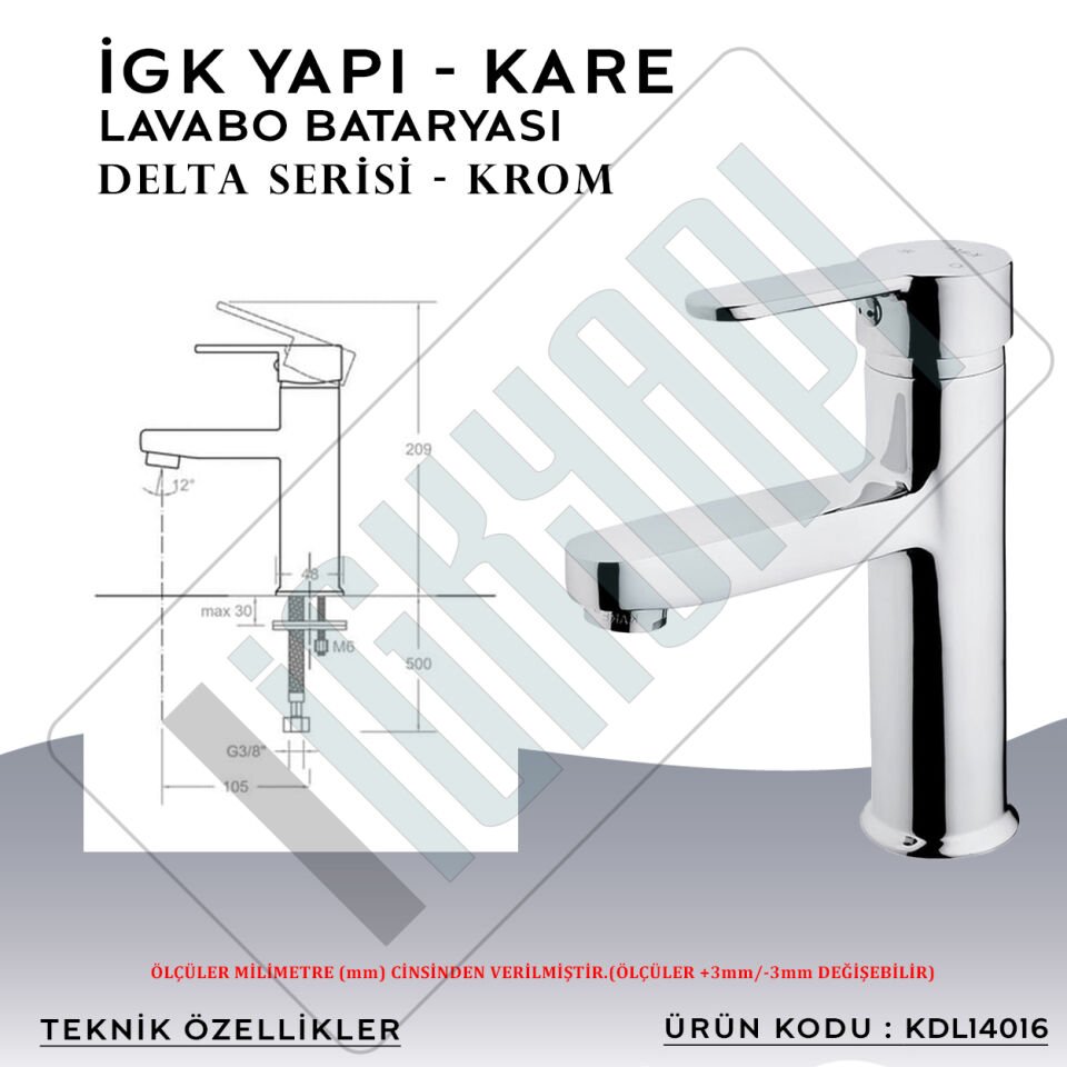 İGK YAPI – KARE KDL14016 Delta Lavabo Bataryası