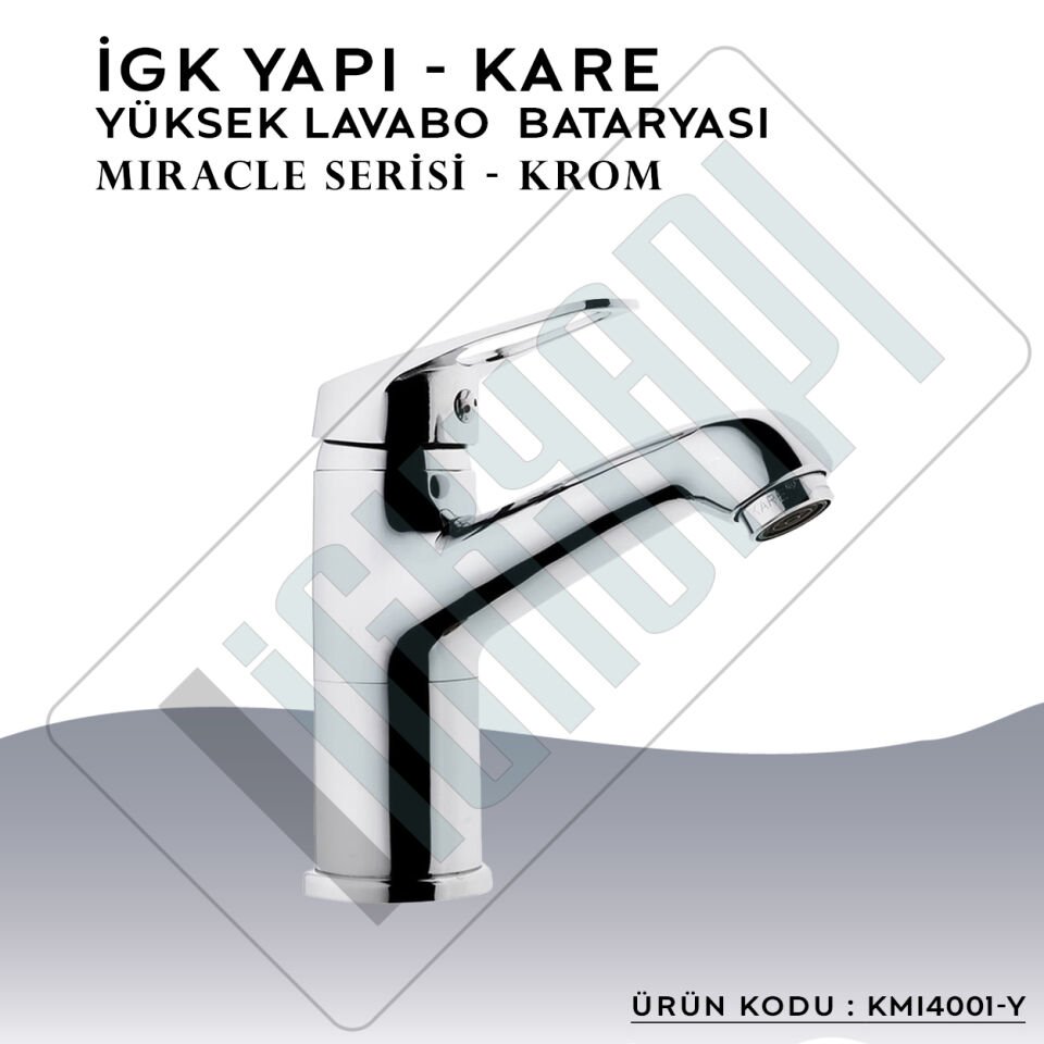 İGK YAPI – KARE KMI4001-Y Miracle Yüksek Lavabo Bataryası