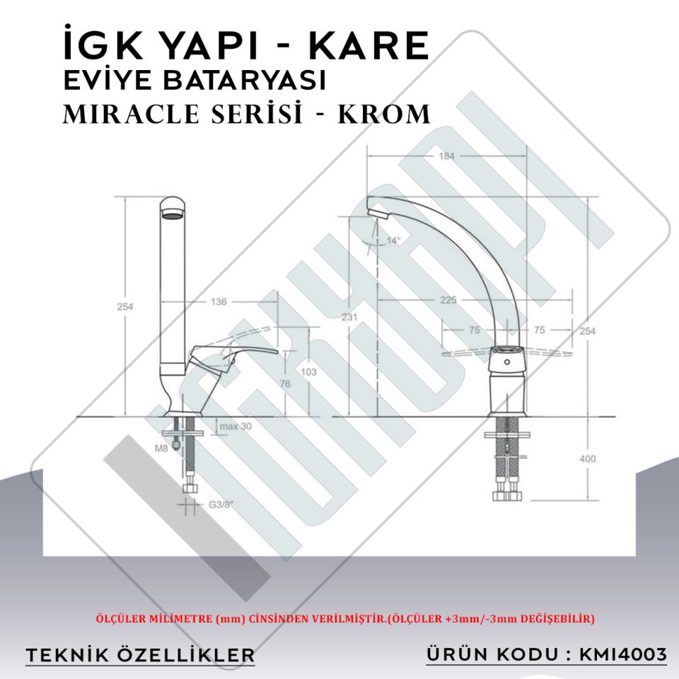 İGK YAPI – KARE KMI4003 Miracle Eviye Bataryası