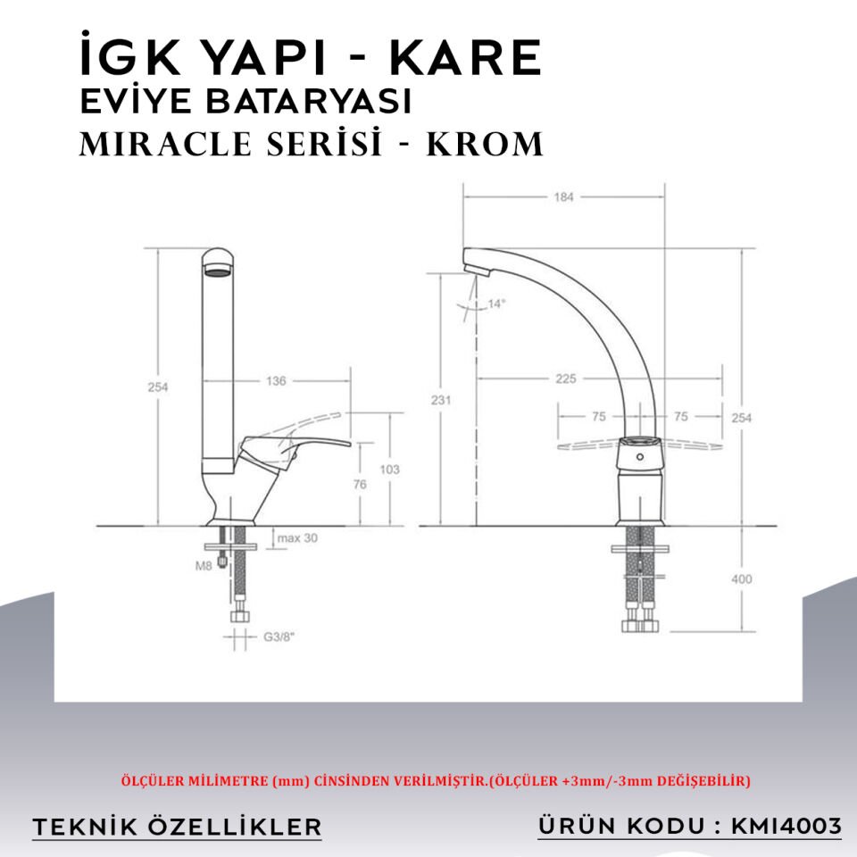 İGK YAPI – KARE KMI4003 Miracle Eviye Bataryası