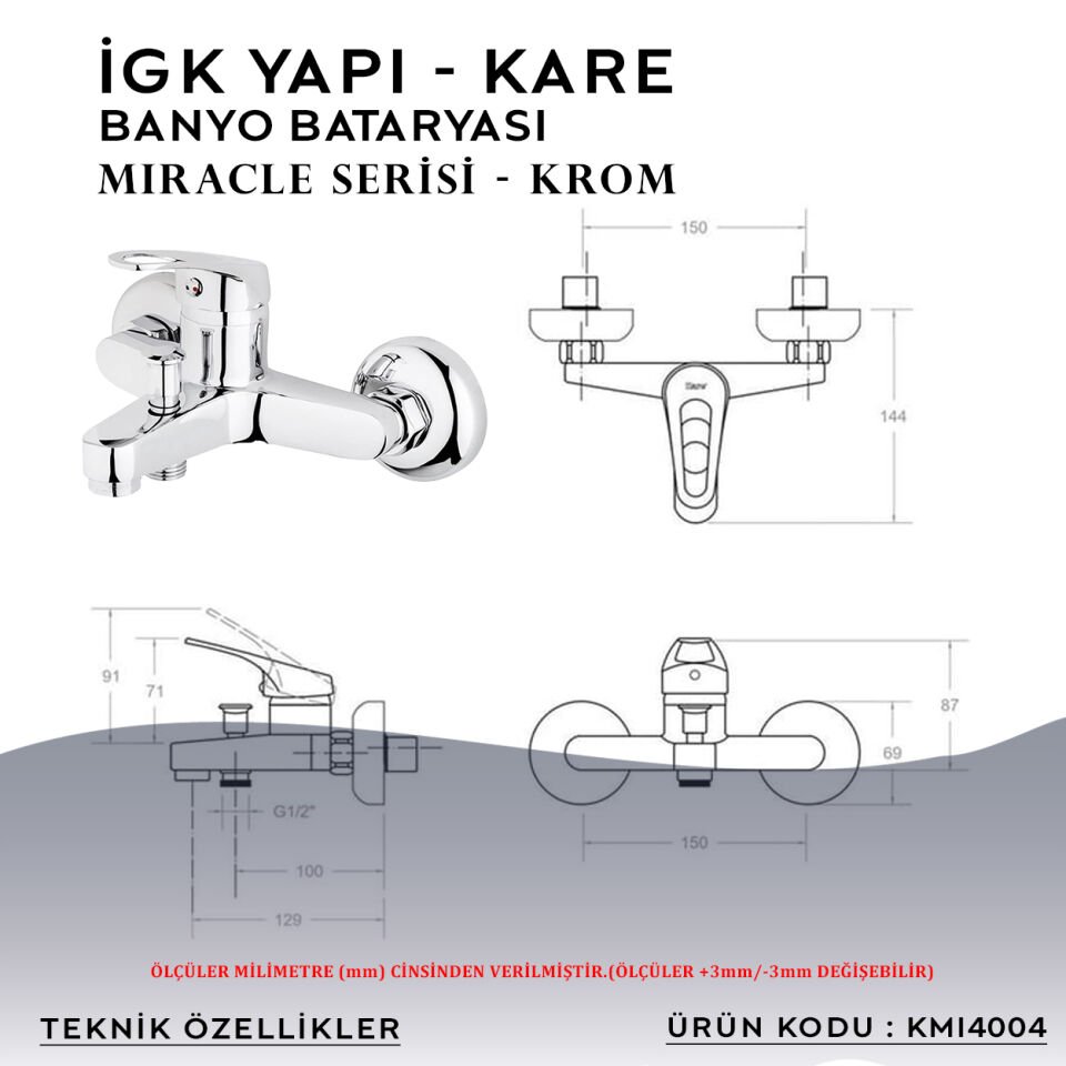 İGK YAPI – KARE KMI4004 Miracle Banyo Bataryası